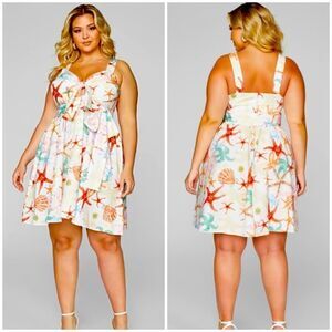 FTF Sleeveless Flair Seashell Print Dress